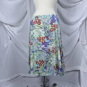 Vintage Y2K Cottage Fairy Floral Patterned Midi Skirt (L)
